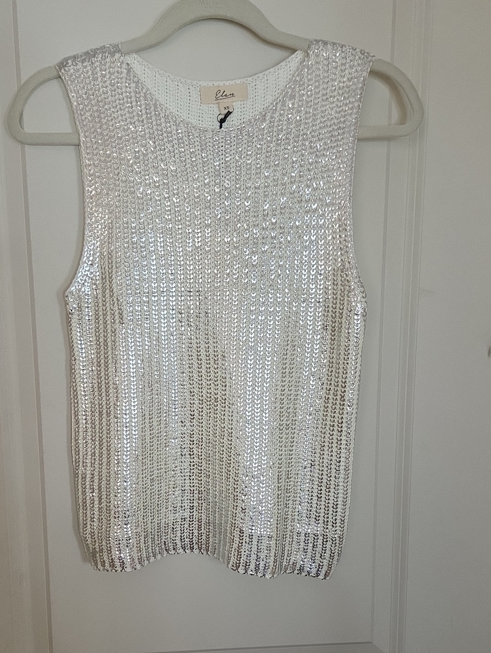 Elan Silver Sequin Sleeveless Top
